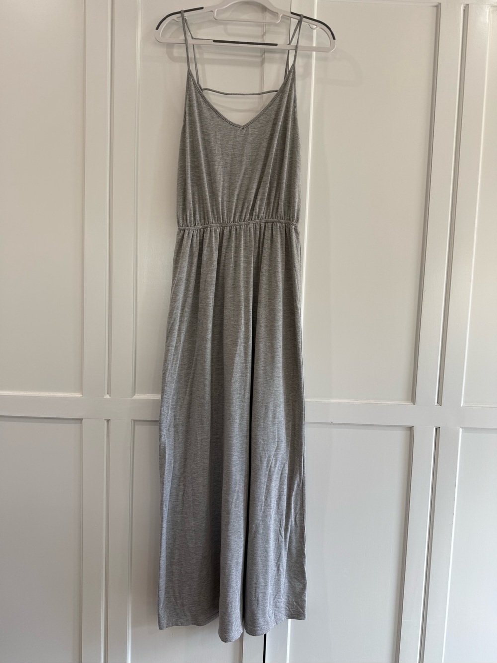 Papaya Gray Spaghetti-Strap Maxi Dress